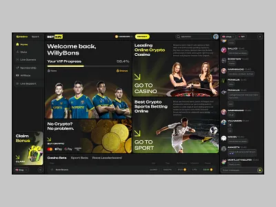 Betting Dashboard Interface betting casino chatting cybersport dashboard gambling product sports trending ui ux web