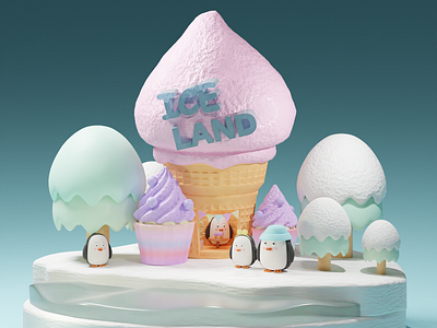 Ice land 3D illustration 3d 3dblender 3dillustration design graphic design illustration lowpoly