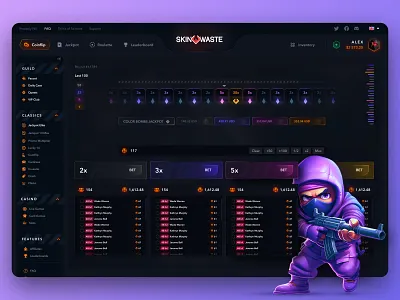 SkinWaste: Diamond Roulette app casino crash crypto cs go dark diamond gambling game illustration interface mines mobile p2e poker roulette ui ux web design web3