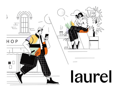 Laurel adobe illustrator branding character design flat illustration line art ui vector