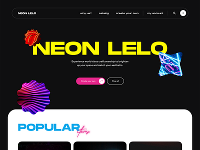 Neon Lelo Shopify Store Design dark theam lighting neon lelo services ui web design website design