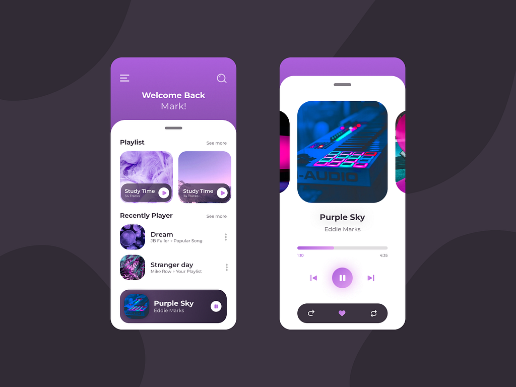 Mobile Template - Music App by Mirko_ on Dribbble