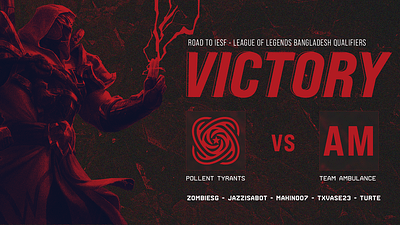 PollentTyrants Match Victory Social Media Poster design esports facebook gaming graphic design league of legends social media post tournament victory banner