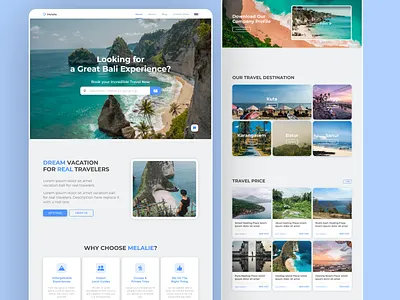 Traveling Web Design - Melalie design figma freelancer travel travel web design travel website ui ui designer uiux ux ux designer web design web designer website website design website development