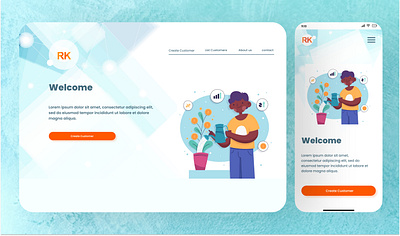 RK - Home page - responsive branding creat profile create customer design hole page illustration responsive design typography ui ux vector