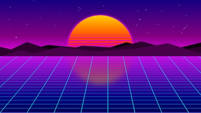 80s Retro synth wave sunset background 1980s 80s background classic cyberpunk futuristic illustration neon night pink purple retro space sun sunset synth wave