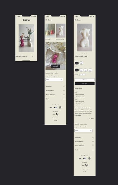 Torso - e-Commerce Soy Candle Shop - mobile app app design figma ui ux