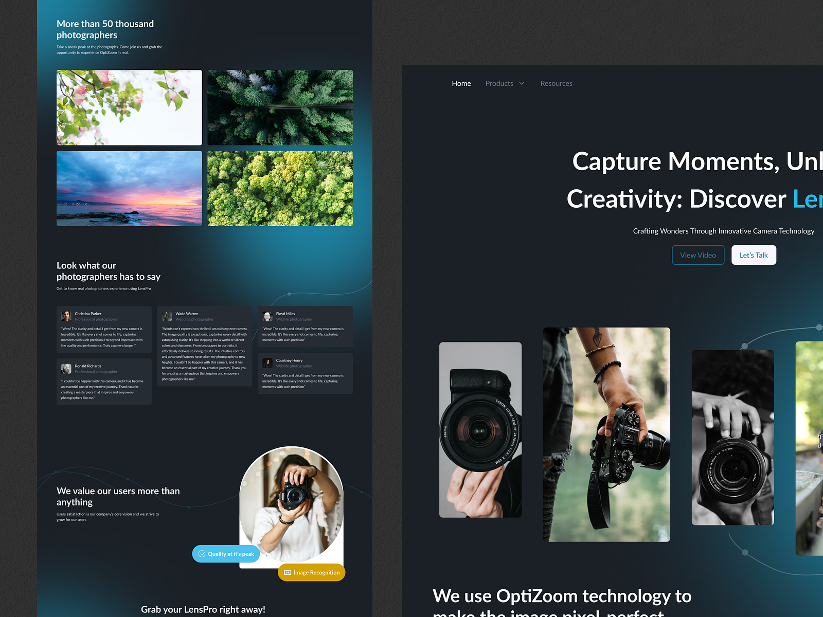 single-page-site-for-a-camera-company-by-anjana-on-dribbble