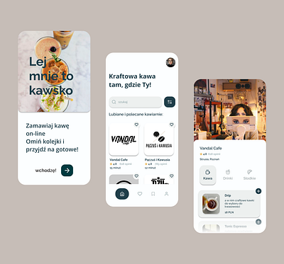 Lej mnie to kawsko - Cafe to go mobile app design app design figma ui ux