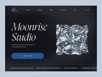 Moonrise Studio - Jewelry Shop Website 3d animation bold creative design ecommerce grid interface landing page minimal ui web web design