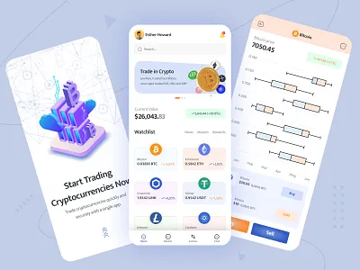 Crypto Trading Mobile App app bitcoin blockchain crypto crypto app crypto currency crypto trading design ethereum finance mobile mobile app mobile ui nft trading ui uidesign uiux ux