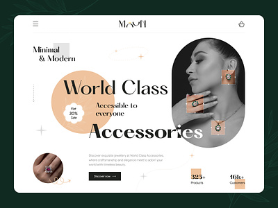 Moon - Jewellery shop Landing page accessories customer design figma home page illustration jewellery landing page logo minimal online order price products sale shop ui ux web website