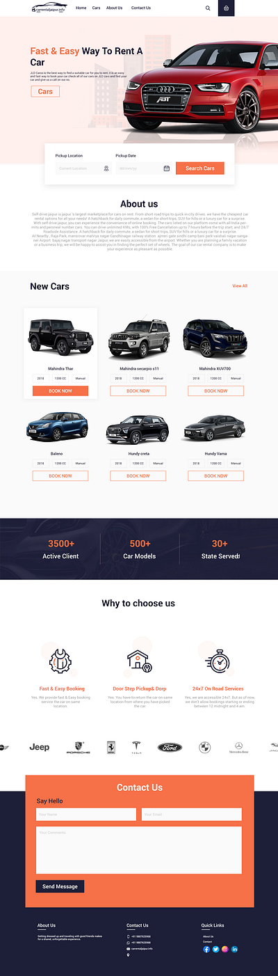 Self Drive Jaipur Car Rental Home Page branding graphic design logo ui