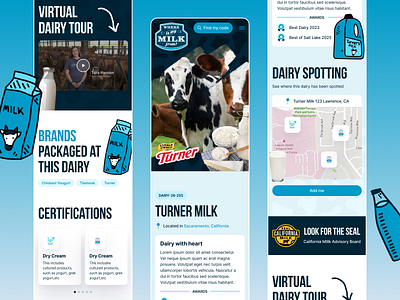 Promo mobile-first landing page design blue palette dairy graphic design hand drawn illustration landing milk promo ui