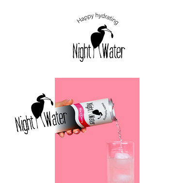 Night Water branding crow design energy drink graphic design illustration logo night night water package soda drink typography vector water
