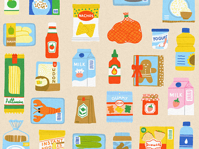 Groceries digital art digital illustration drinks food foodie foods groceries grocery icon illustration jormation pattern supermarket