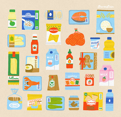 Groceries digital art digital illustration drinks food foodie foods groceries grocery icon illustration jormation pattern supermarket