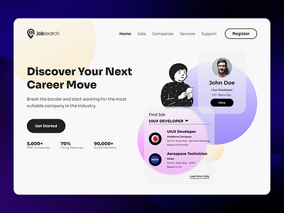 Exploration about Recruiting Platform Called Jobsearch 3d animation branding design designer designstudio dribble figma graphic design illustration jobsearch jobseeker logo motion graphics photoshop ui uiux vector webdesign webhub