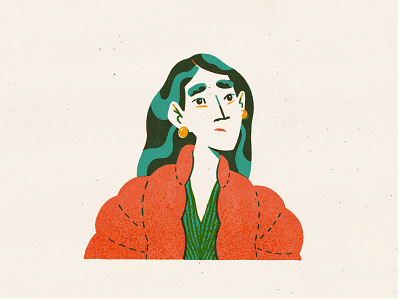 Daily Drawing - People character drawing fabric design fashion design fashion illustration illustration linedrawing long hair moody pattern design people portrait procreate puffer jacket surface design