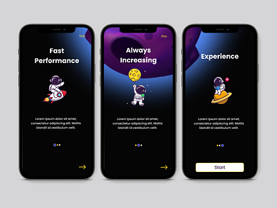 Space - On Boarding page app color design figma illustration mobile on boarding page planet space ui design ui designer uiux