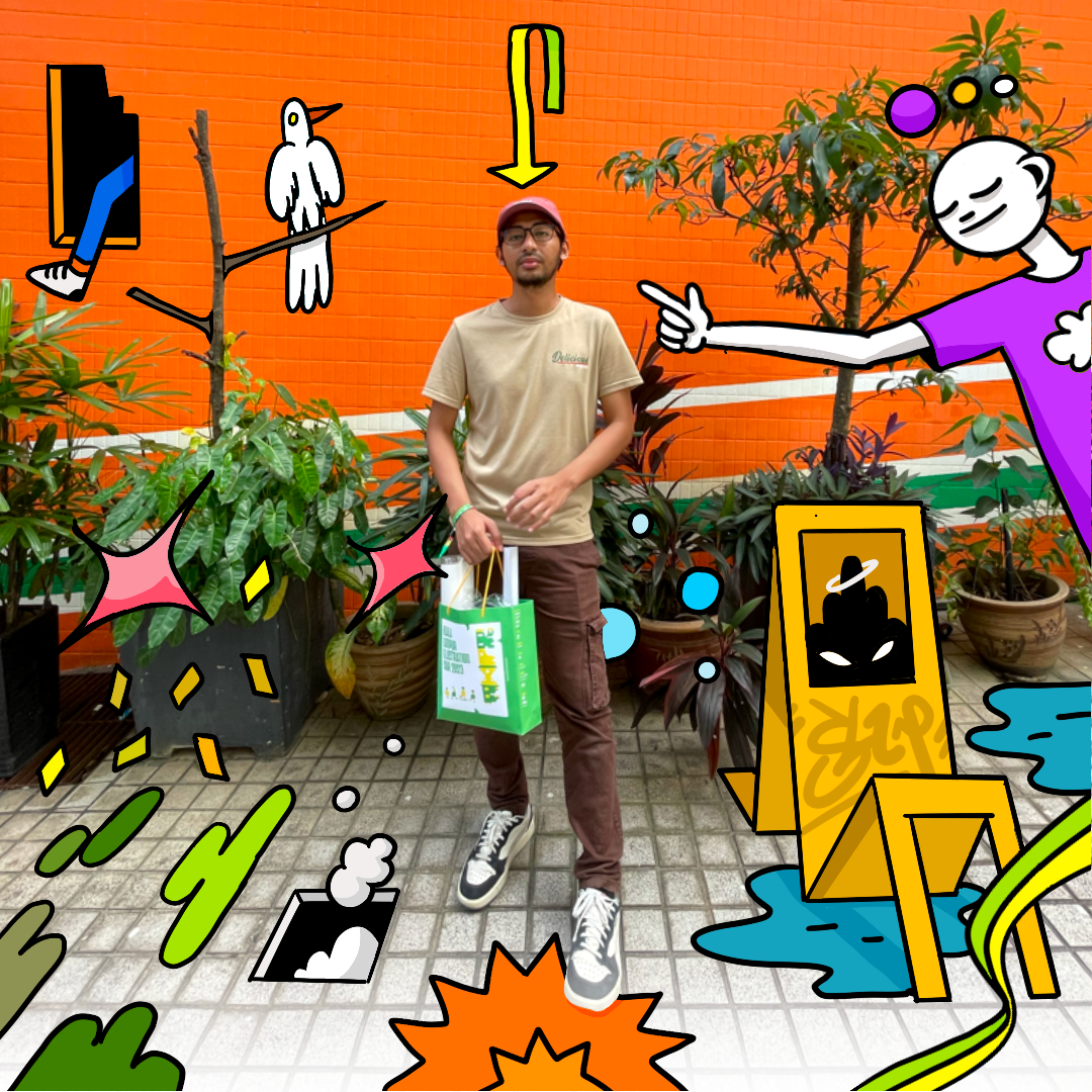 Vibrant doodle illustration on a photo branding character design doodle drawing illustration ipadart malaysian procreate