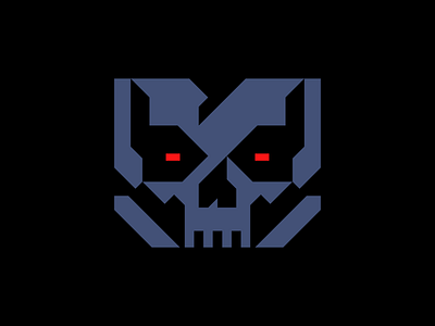 Cyber Skull Logo cyberpunk dark evil flat geometric logo mark minimalistic necrons red eyes robot robotic sharp symbol terminator vector