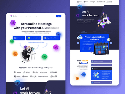 AI Meets UX: Spoke Landing Page Design 3d ai app assistant branding calendar call color design graphic design illustration landing landing page logo meet ui use case ux vector