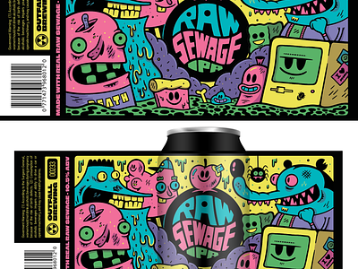 Raw Sewage IPA - Beer Label applepencil beer beer label illustration ipadpro procreate sketch sketchbook