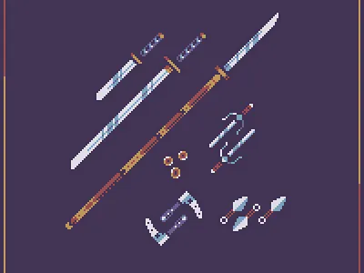 An assortment of weapons from Feudal Japan period! 16bit 8bit design gameart illustration japan japanweapons katana medieval medievalweapon pixel art pixelart pixelweapon sword swords weapon