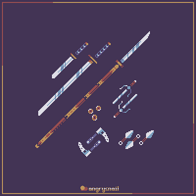 An assortment of weapons from Feudal Japan period! 16bit 8bit design gameart illustration japan japanweapons katana medieval medievalweapon pixel art pixelart pixelweapon sword swords weapon