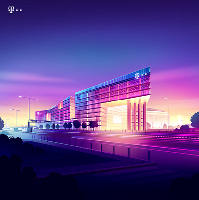 T mobile Headquarters archi architecture brand city event gradient headquarter identity illustration light mobile neon opening photoshop