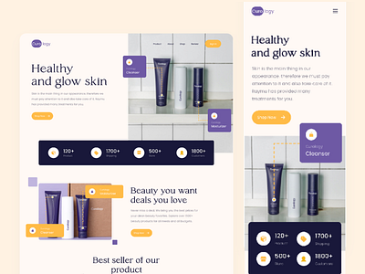 Healthy Glow Skin Website Design app branding design figma graphic design healthy skin web design healthy website skin online grow skin ui ux