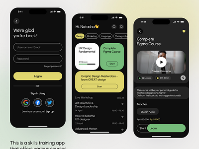 DESIGN MOBILE APPS - TRAINING COURSE ONLINE FOR LABOR DAY branding colorpalette course app dark mode homescreen informationarchitecture interactiondesign mobile app responsivedesign training app typography ui uiux design user experience user interface ux uxresearch visual design