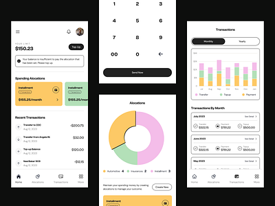 Money Management App alocation app design bold clean colorful finance mobile modern money money manager saving topup transfer
