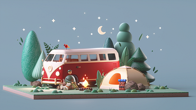 Unique Experiences - Camping 3d 3d art 3d artist abstract cartoon design graphic design illustration