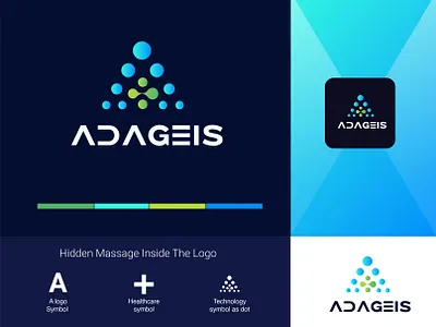 ADAGEIS Medical logo | Modern | Minimalist | A + Cross icon a letter logo a logo a medical logo brand branding design graphic design logo morden
