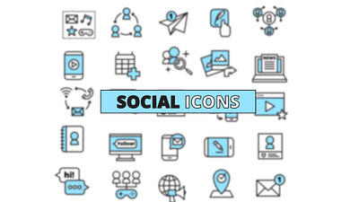 25 Clean Social Icons 25 clean social icons after effects animation branding graphic design logo motion graphics ui vector