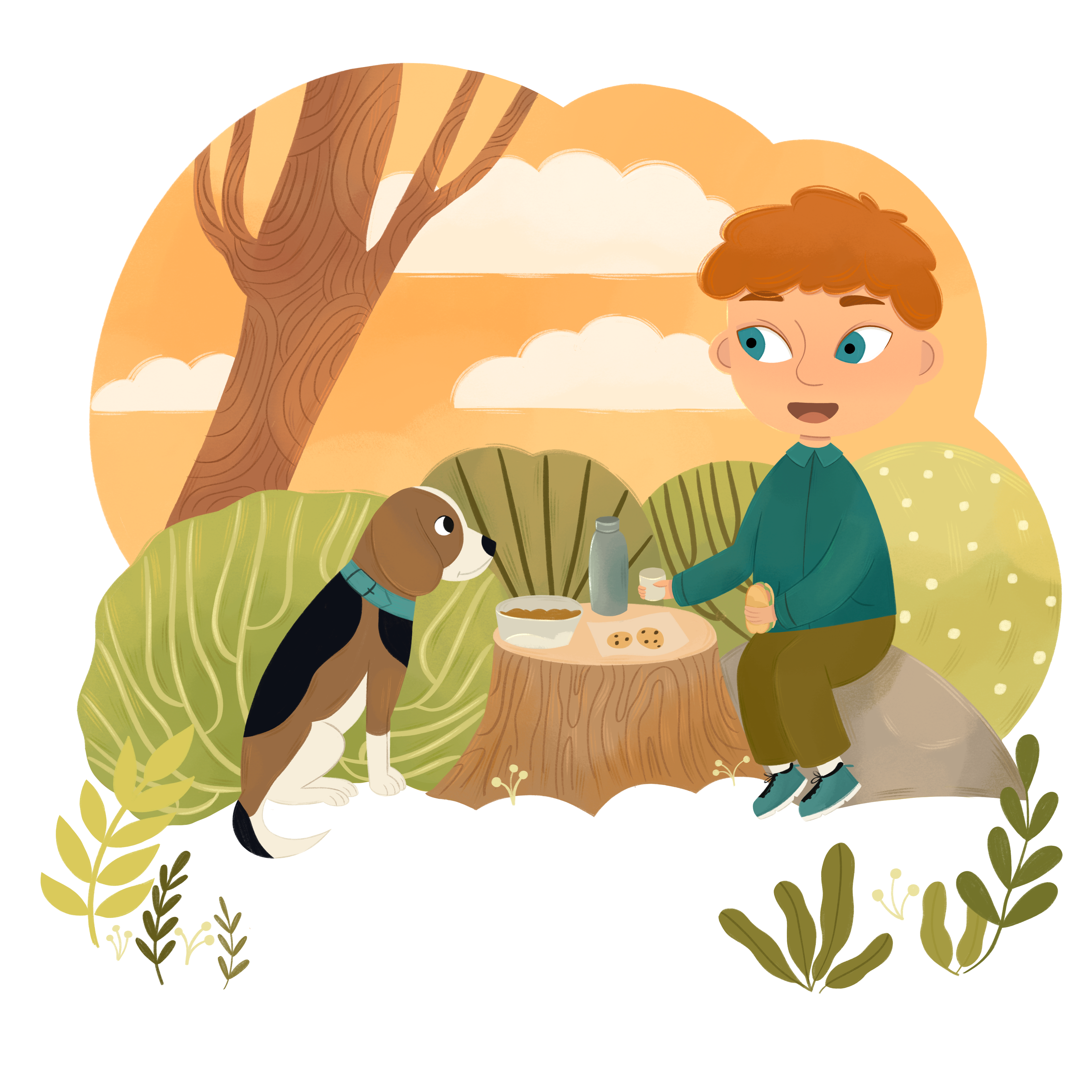 Picnic in the forest book illustration character children children book illustration childrensbook design illustration kidlitart picture book