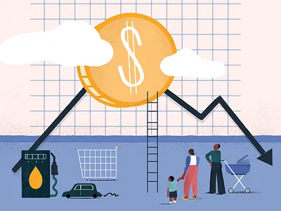 Families Feel the Effects of Inflation as a Recession Near branding design illustration illustration art