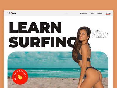 ANJUNA - Surf School Website ✨ agency beach creative designer girl home page hompage landing page landingpage ocean surfing typography ui uidesign ux uxdesign web web design webdesign website design