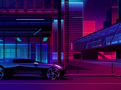 Bugati bugati buildings car city fastcar illustration lifestyle luxury neon supercar walk