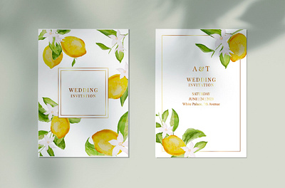 Save the Date with watercolor lemons design graphic design illustration illustrator save the date watercolor watercolor lemons wedding wedding invitation wedding templates