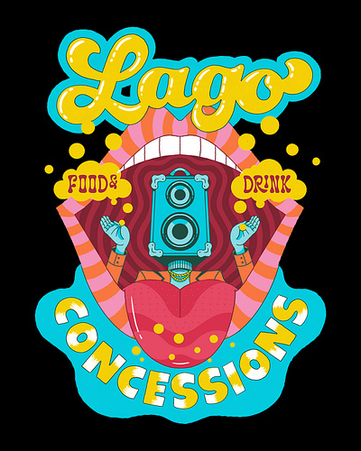 Lago Concessions (Festival Tee Graphic) art bubbles clouds face graphic head illustration lips mouth music psychedelic shirtgraphic speaker tee teeth thsirt tongue trippy typography