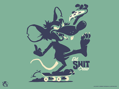 Eat Shit Crew! character design graphics illustration pizza rat skateboarding t shirt design vector vector design
