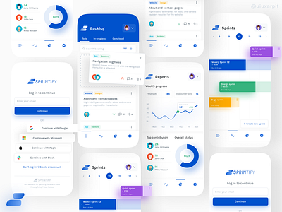 Sprintify - Sprints Management Mobile App UI 🚀 backlog blue design figma login mobile project sprintify sprints ui ux