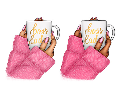 Boss lady cup in the hands boss lady cup digital illustration fashion illustration hands sweater