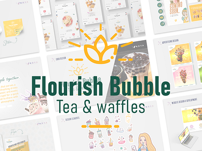 Flourish Bubble | Brand identity & interior design 3d animation boba brand design brand identity branding bubble tea design design agency digital agency flourish bubble food delivery graphic design illustration logo motion graphics noya restaurant ui yano solutions