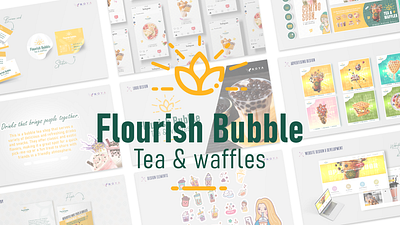 Flourish Bubble | Brand identity & interior design 3d animation boba brand design brand identity branding bubble tea design design agency digital agency flourish bubble food delivery graphic design illustration logo motion graphics noya restaurant ui yano solutions