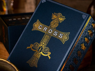 The Cross (Half Brick Box) cross engraving etching illustration packaging packaging design peter voth design playing cards woodcut