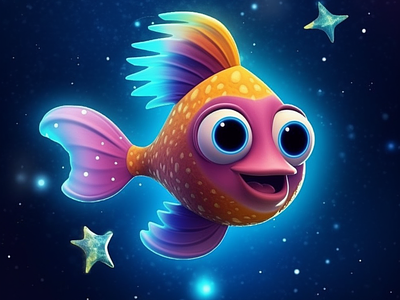 A cartoony fish with her sea star friends! animation best friends cartoon cartoon art cartoon portrait cartoonist design fish friends icartoonall illustration logo lovely fish ocean purple fish sea sea star shinny fish star stars
